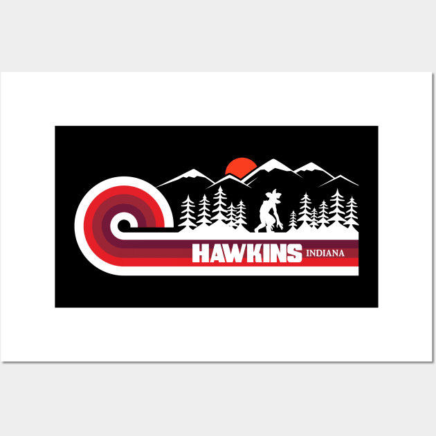 Visit Hawkins Retro 70s Dark Wall Art by WMKDesign